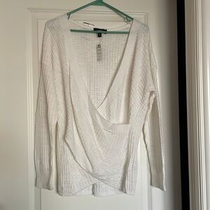 NWT express brand white wrap sweater size medium